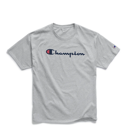Champion Men's Graphic Jersey Tee Script Logo Team Oxford Grey
