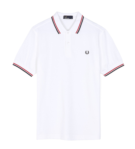 Fred Perry M3600 TWIN TIPPED Polo WHT/BRT RED/NVY